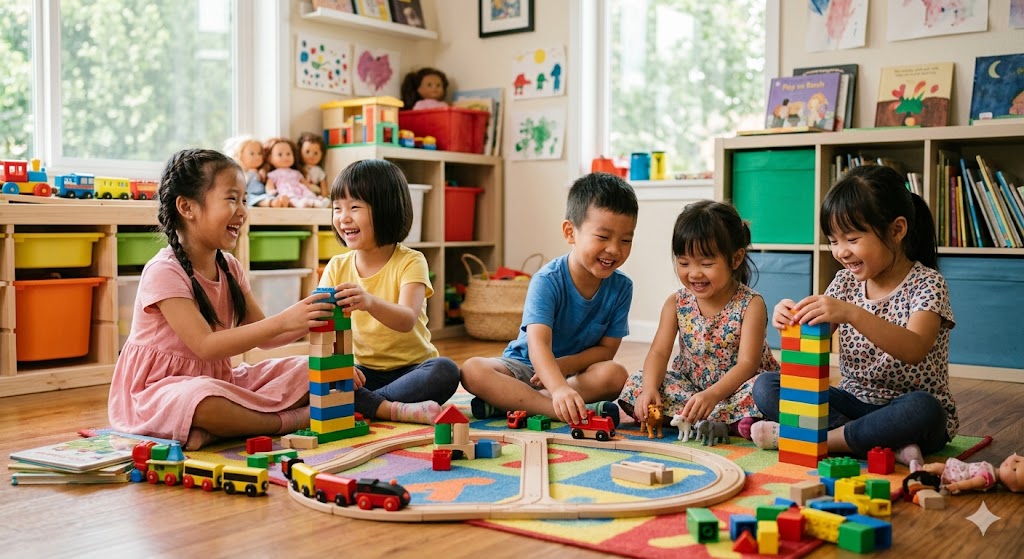 Các bé chơi đồ chơi cùng nhau