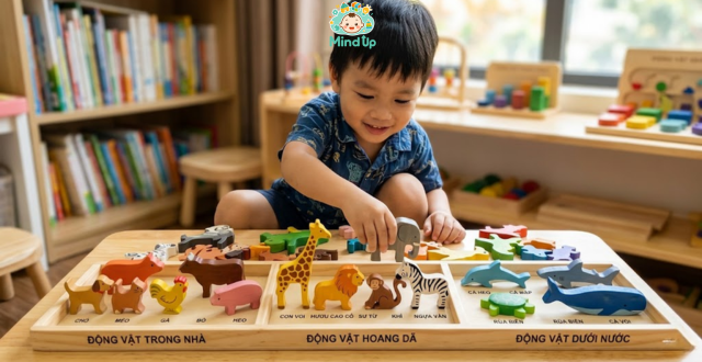 Đồ chơi gỗ con vật phát triển tư duy logic cho trẻ