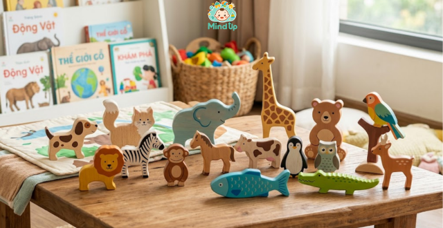 Đồ chơi gỗ con vật trong giáo dục mầm non